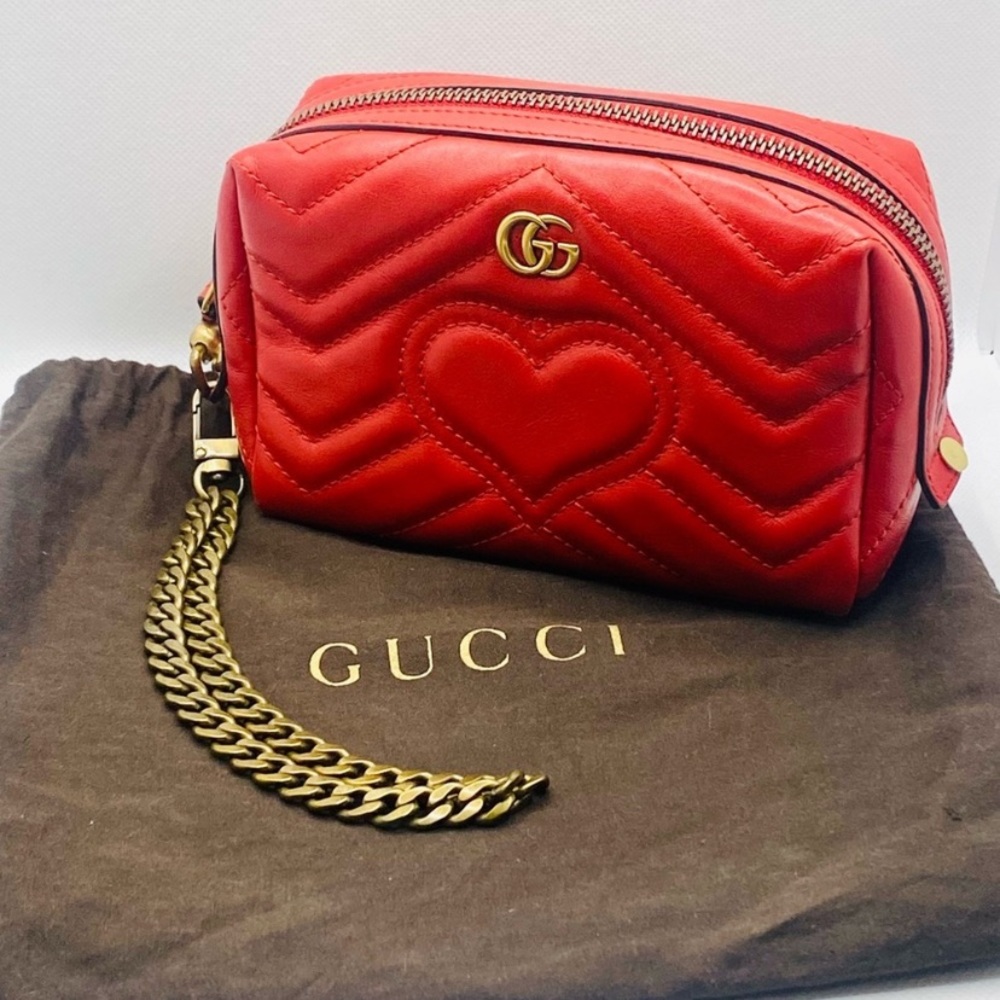 /traded/💯 Gucci Marmont Calfskin Matelasse GG Marmont Case in Hibiscus Red - Picture 2 of 16